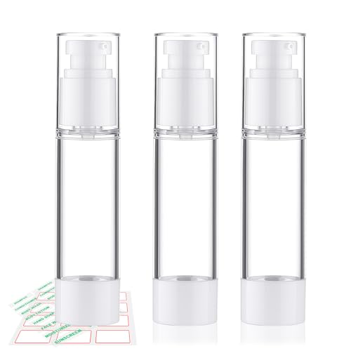 Cosywell Airless Pump Bottles 3 Pack 1.7oz - Empty Moisturizer Dispenser