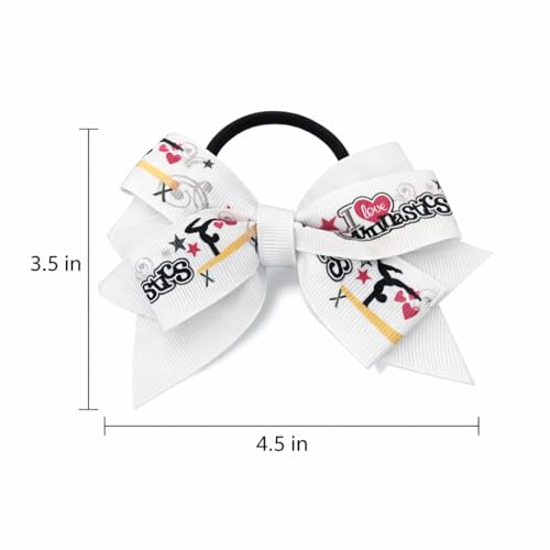 Sportybella Gymnastics Hair Bow for Girls – 4.5 Inch Colorful Ponytail Holder & Elastics, Perfect Gift for Gymnasts & Teams