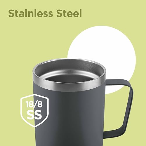 MILTON 14 oz Insulated Travel Mug with Straw - Stainless Steel Coffee Flask