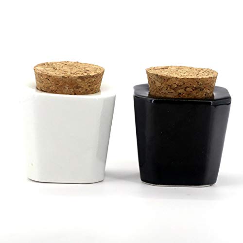 Porcelain Nail Art Dappen Dish with Wooden Cork Lid - White