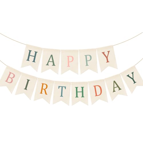 Happy Birthday Burlap Banner - Sage Green & Pink Garland