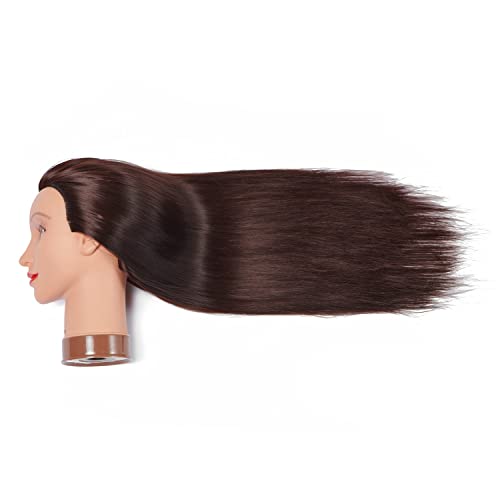 Headwinn 28" Cosmetology Mannequin Head with Brown Synthetic Hair & Clamp