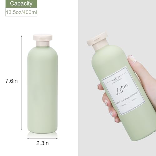 Refillable Travel Shampoo Bottles 13.5 oz - Leak-proof Blue & Green