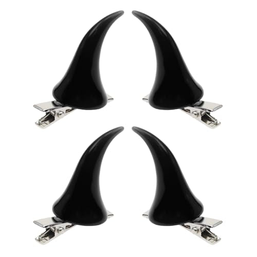 Evil Horn Hair Clips - 4pcs Black Demon Barrettes for Halloween