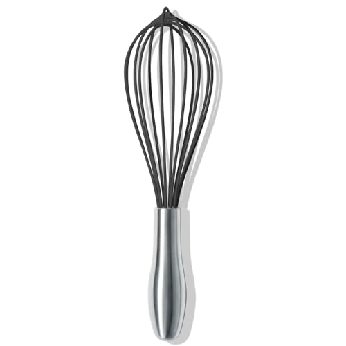 OYV 10-Inch Silicone Whisk with Stainless Steel Handle - Heat Resistant & Non-Scratch