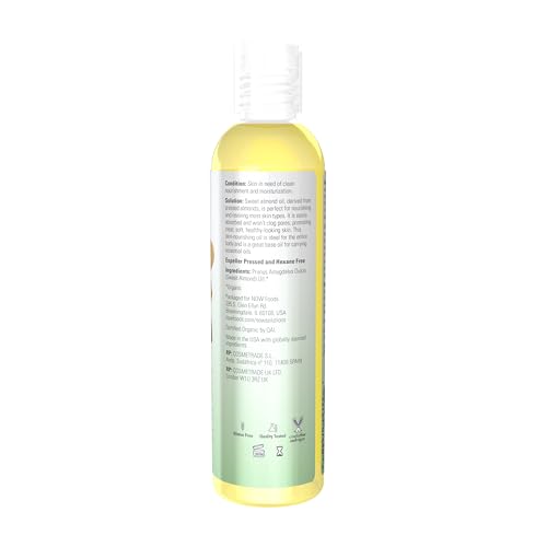 NOW Foods Organic Sweet Almond Oil, 100% Pure Moisturizing Skin Care, 8 oz