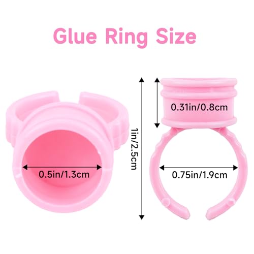 G2PLUS Disposable Glue Rings for Eyelash Extensions - 100pcs Baby Pink