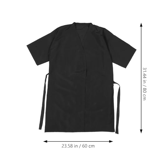 Black Salon Client Gown Robe with Adjustable Tie Waist - Hair Cutting Smock