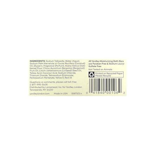 Yardley Oatmeal & Almond Bar Soap Pack of 4 - 4 Ounce Each, Moisturizing & Luxurious