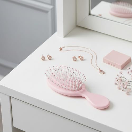 12 Pack Mini Pink Hair Brushes for All Hair Types - Travel-Friendly
