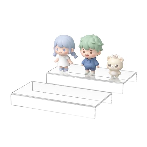 Sezanrpt Acrylic Display Risers - 8x3.9 Inch (Pack of 2) for Organizing Figures, Cosmetics, Toys, and More