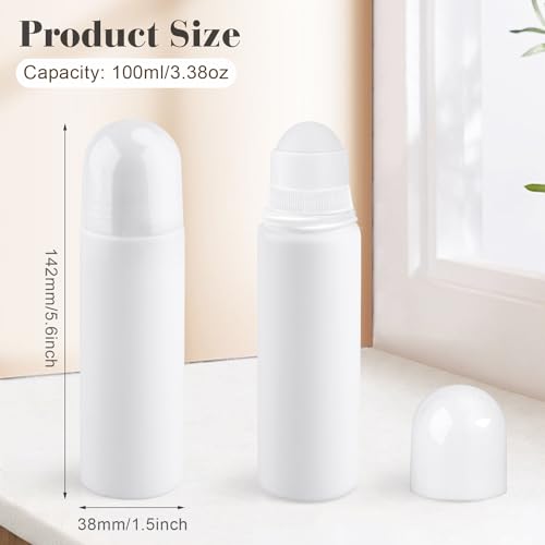 10 Pack 100ml Roll On Bottles - Refillable Plastic Deodorant Containers for Essential Oils & Perfumes