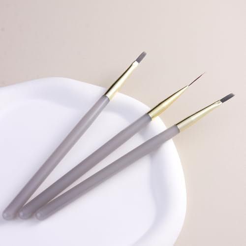 3PCS Nail Art Brush Set for Plaid & Checkerboard Designs