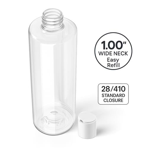 Bar5F 16 oz Clear Plastic Bottles with Disc Top Cap - 3 Pack