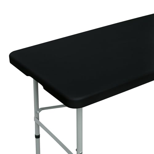 30x72 Inch Black Fitted Tablecloth - Elastic Spandex Cover for Indoor & Outdoor Use