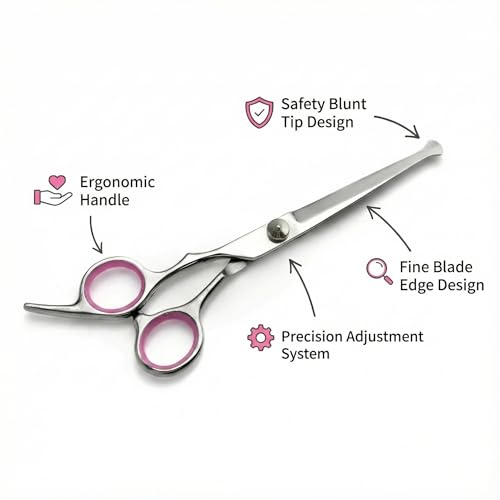 Women¡¯S Pubic Hair Scissors Round-Tip Scissors&Bikini Trimmer Safety Groomer For Sensitive Areas, Stainless Steel, Ergonomic Grip£¨Pink£©
