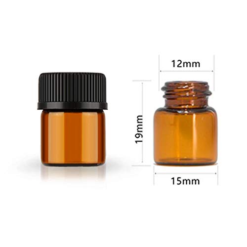 AFMNQZ 1ML Amber Glass Bottles with Orifice Reducer Cap – Pack of 50 for Essential Oils, Perfume, Samples