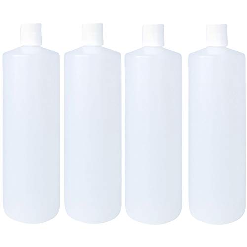 Kelkaa 32oz HDPE Plastic Squeeze Bottles with Disc Top Caps - 4 Pack