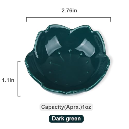 Dark Green Cherry Blossom Dish Set - 5 Cute Ceramic Plates