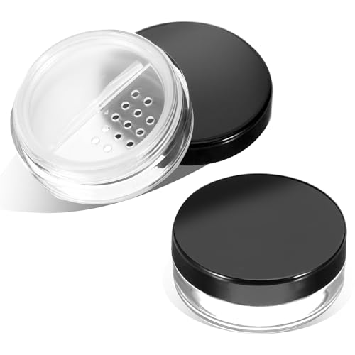 2pcs 10ml Travel Refillable Loose Powder Containers with Sifter