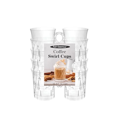 10 Pack Clear Swirled Plastic Coffee/Punch Bowl Cups - 8 oz