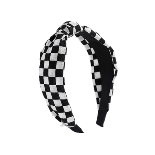 Women Checkered Knotted Headbands Set - Non-Slip Fashion Hair Bands, 3 Pack