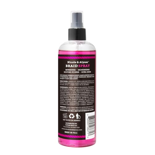 Nicole & Alyssa Braid Spray 9.5oz Pack of 2 - Moisturizing, Detangling & Shine for Braids, Twists, Locs, Cornrows & Crochet Styles