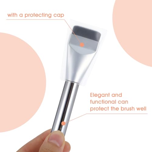 Ymapinc 4pc Silver Flat Foundation Brush Set – Thin Blade Liquid Foundation Brushes