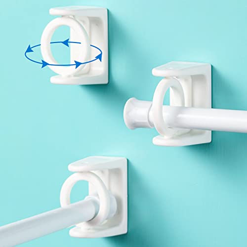 4-Pack White Curtain Rod Holders with Swivel Ring - Easy Install