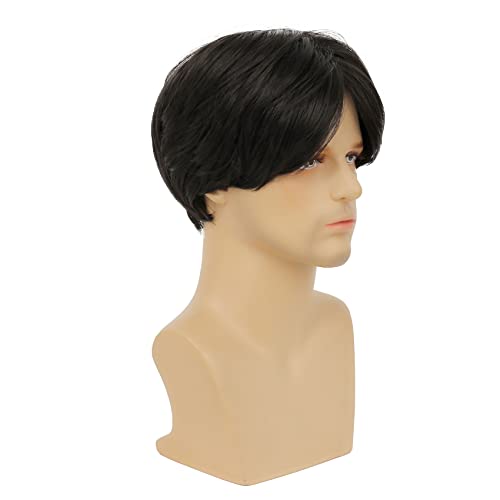 Short Black Wig for Men - Natural Look, Heat Resistant, Adjustable Cap