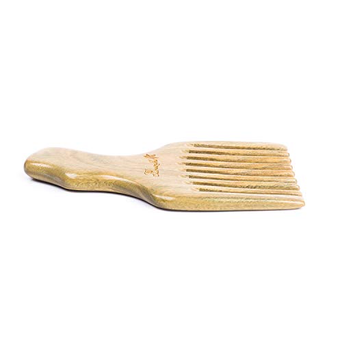 Breezelike Wide Tooth Wooden Hair Pick - Natural Green Sandalwood Comb