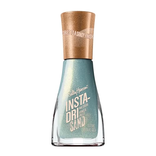 Sally Hansen Insta-Dri Sand Nail Polish 137 Emerald Dunes 0.31 Fl Oz - Iridescent Sea Green, Quick Dry