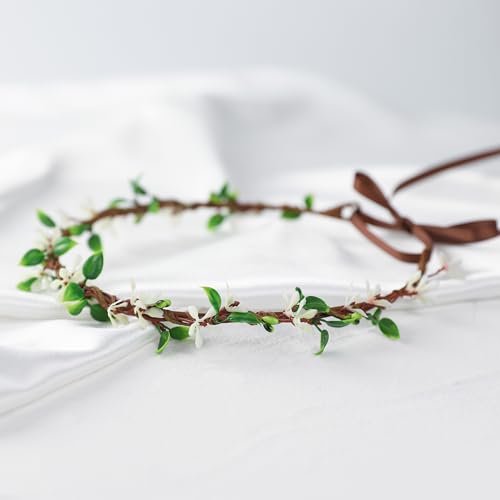 Handmade White Flower Crown Headband for Bridal Wedding & Photography