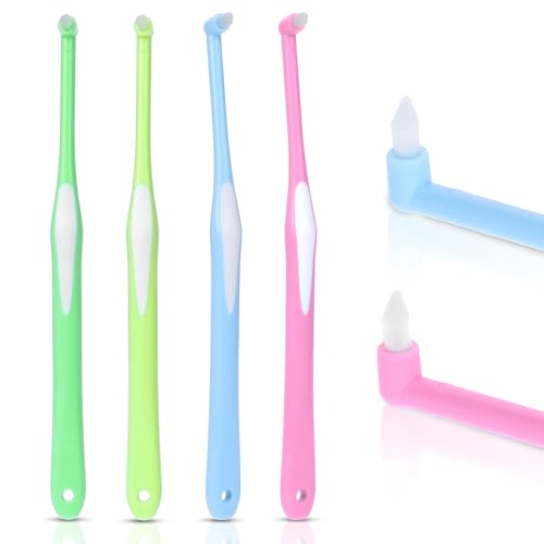 Ouligay 4-Pack Single Tuft Toothbrush Set for Braces & Detail Cleaning
