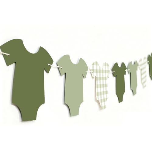 Sage Green Baby Shower Garland Decorations - 18 pcs Paper Banner