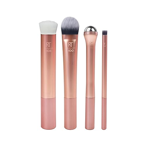 Real Techniques Prep and Prime Skincare and Makeup Brush Set (4-Piece)