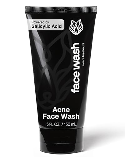 Black Wolf Charcoal Acne Face Wash for Men - Salicylic Acid Cleanser (5 fl oz)