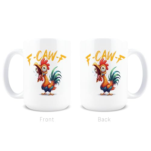 Funny F-Caw-F Coffee Mug for Men - Rooster Hidden Message Gift