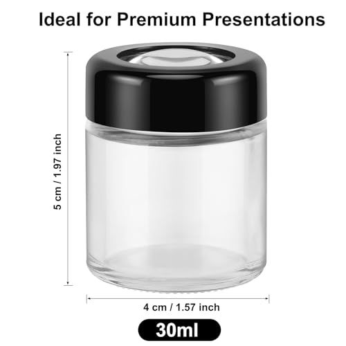 12 Pack Green Nexus 30g Glass Jars with Magnifying Lid for Cosmetics