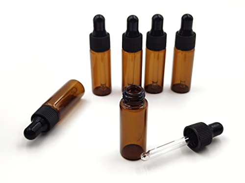 15-Pack 5ml Amber Glass Mini Dropper Bottles for Essential Oils