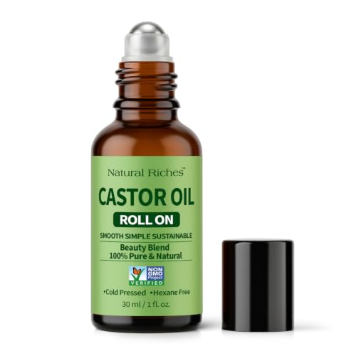 Cold Pressed Castor Oil Roll-On 1 fl oz - Hexane Free Glass Bottle