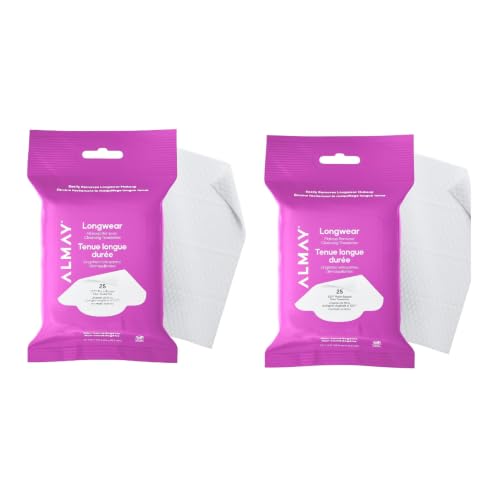 Almay Longwear Makeup Remover Wipes - Hypoallergenic & Fragrance-Free (Pack of 2)