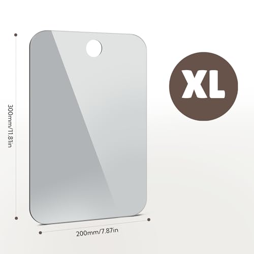 Shower Mirror Fogless for Shaving Anti-Fog Frameless Wall Hanging Makeup,11.81" L x 7.87" W,Darkgrey