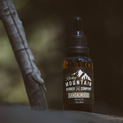 Rocky Mountain Barber Company Mustache & Sandalwood Beard Oil 1 oz - Tames & Styles Beards