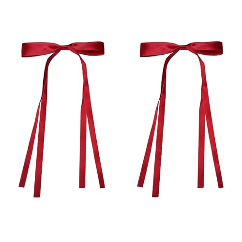 2 Pack Red Satin Hair Bows for Women | Stylish Hair Accessories