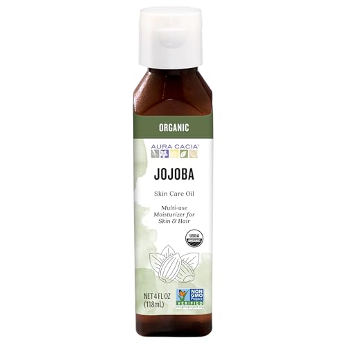 Aura Cacia Organic Jojoba Oil - 4 Fl Oz Pure Skin & Hair Moisturizer