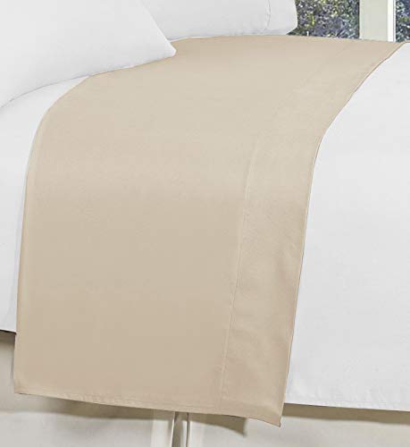 Elegant Comfort California King Flat Sheet - 1500 Thread Count Microfiber, Cream