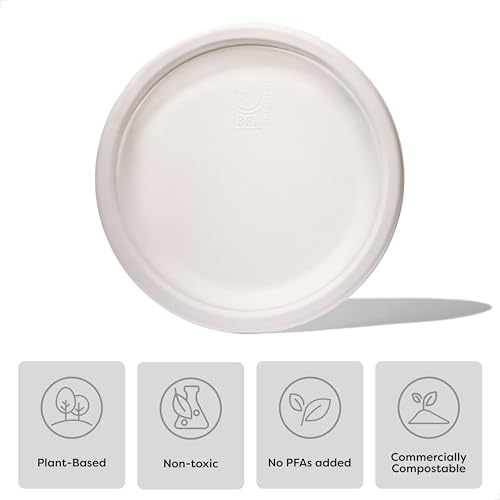 TOSSWARE 9" Compostable Round Paper Plates - Set of 50