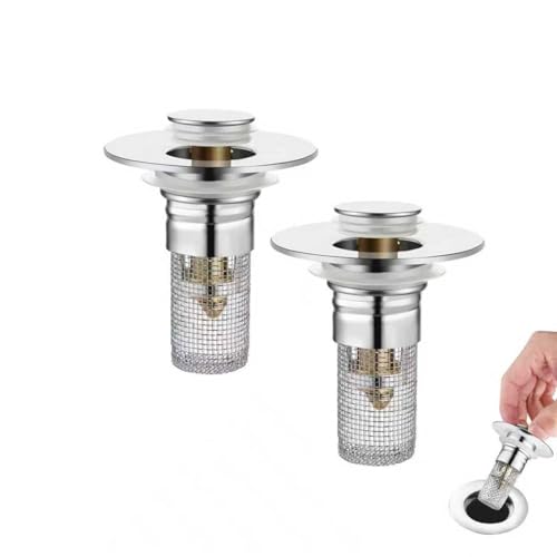 2-Piece Stainless Steel Bathroom Sink Drain Strainer Set