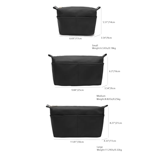 YONBEN Nylon Purse Organizer Insert - 3-Piece Cosmetic Travel Bag Set